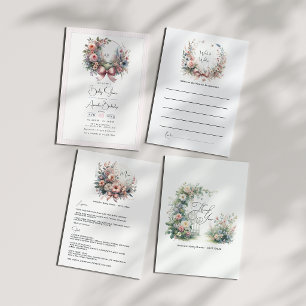 Delicate Pastel Blooms Bow Floral Baby Shower Menu