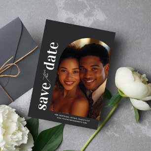 Limed Spruce Modern Arch Photo Elegant Wedding  Invitation