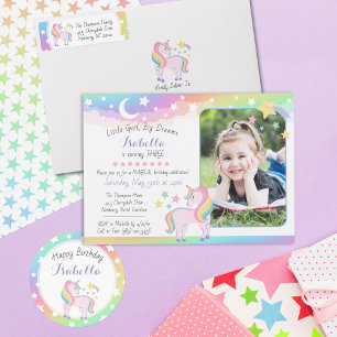 Rainbow Stars & Magical Unicorn Return Address Return Address Label