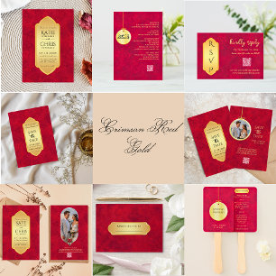 Elegant Crimson red Gold Luxury Royal  Envelope