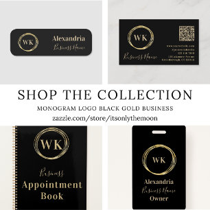 Business Monogram Logo Black Gold Notebook