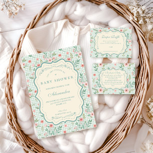 Antique Floral Scalloped Baby Shower Napkin