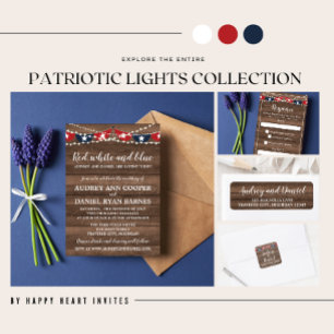 Patriotic Lights Fourth of July Photo Wedding Invitation