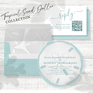Elegant Beach Watercolor Tropical Sand Dollar  Invitation