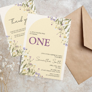 Little Wildflower Aesthetic 1st Birthday Photo Invitation