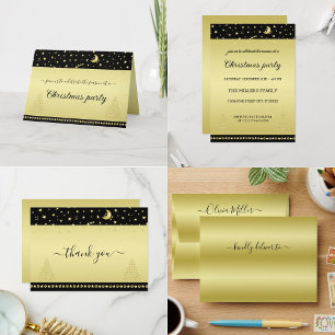 Gold shiny Christmas stars, paws on gold & black Label