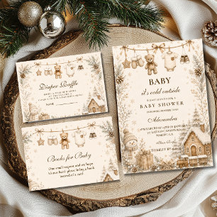 Neutral Clothesline Baby Shower Invitation