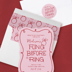 Red and Pink Doodle Sketch Fling Before the Ring Classic Round Sticker