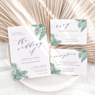 Tropical Foliage Wedding Reception Card