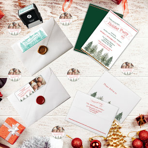 Botanical Greenery Red Green Photo Merry Christmas Classic Round Sticker