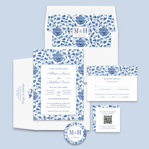 Classic Chinoiserie Monogram Wedding Favour Classic Round Sticker