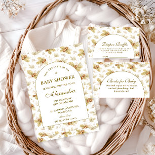 Neutral Woodland Leaves Diapper Raffle Enclosure Card