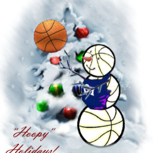 Basketball Snowman Christmas Holiday Card