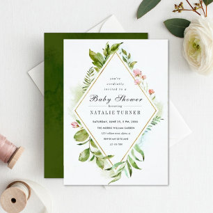 Floral Green Foliage Couples Shower Invitation