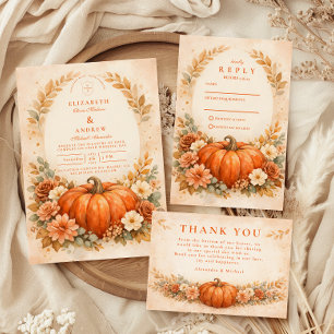 Rustic Pumpkin Floral Fall Wedding Save The Date