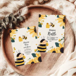 Vintage Mummy to Bee Yellow Floral Baby Shower Invitation