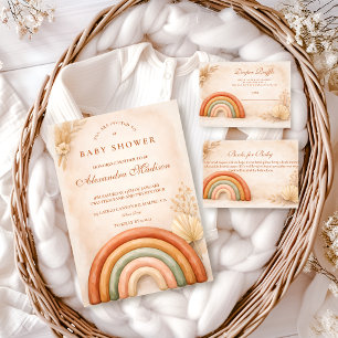 Boho Neutral Rainbow Baby Shower Invitation