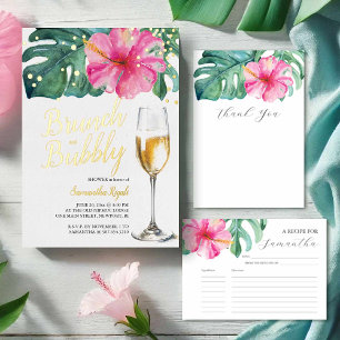 Watercolor Pink Floral Recipe For Bride Enclosure Card