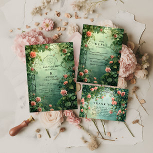 Enchanted Rose Garden Gate Wedding Invitation