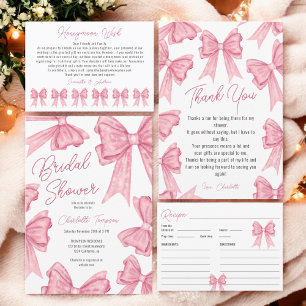 Coquette Pink Bow Honeymoon Wish Bridal Shower Enclosure Card