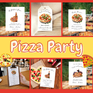 Pizza and Wine Night Modern Minimal Invitation