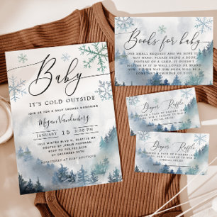 Winter Snowflakes Blue Diaper Raffle Ticket Enclos Enclosure Card