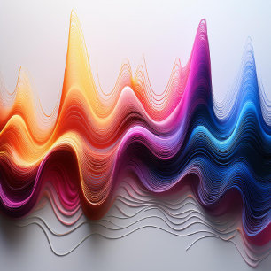 Colorful Wavy Gradient Lines Abstract Art Poster