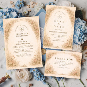 Fine Art Vintage Wildflower Wedding RSVP Card