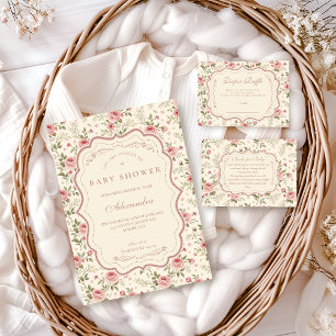 Soft Blush Floral Heirloom Baby Shower Napkin