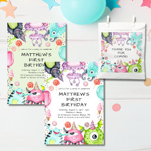 Cute Little Monster Kid's Birthday Party Invitation