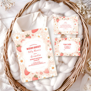 Whimsical Berry Sweet Pink Coquette Baby Shower Invitation
