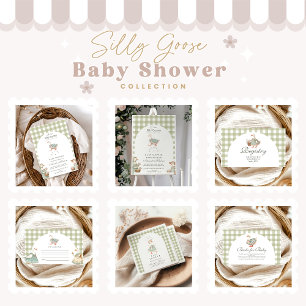 Vintage Green  Silly Goose Baby Shower  Registry Enclosure Card