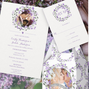 Chalkboard Mint Orange Red Floral Garland Wedding Invitation