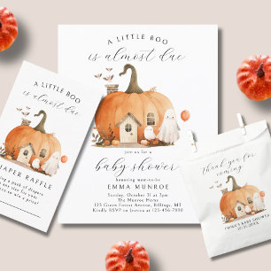 Watercolor A Little Boo Is Almost Due Baby Shower Invitation