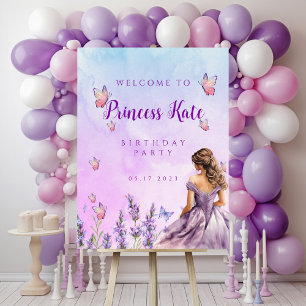 Purple Princess Butterflies Birthday Invitation