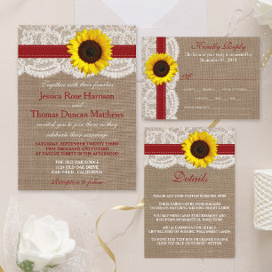 The Rustic Sunflower Wedding Collection - Red Invitation