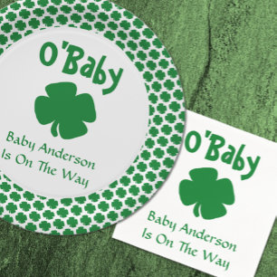 O'Baby St Patrick's Day Baby Shower Paper Plate