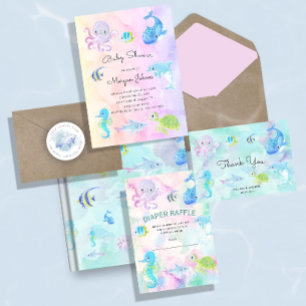 Cute Under the Sea Watercolor Baby Shower Enclosure Card