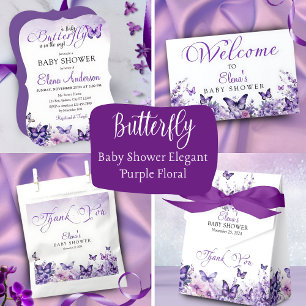 Butterfly Baby Shower Elegant Purple Floral  Invitation