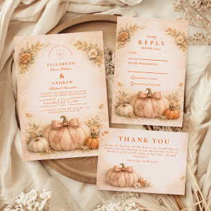 Coquette Bow Pumpkin Fall Wedding Save The Date