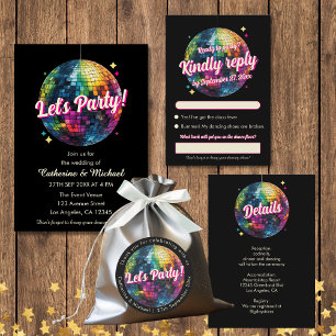 Retro 70's Party Disco Ball Sparkle Glam Wedding  Classic Round Sticker