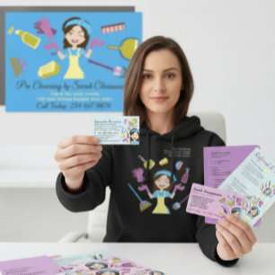 Cleaning Service Washing Tile Cartoon Logo Apron