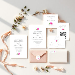 Pink Rose Classic Minimalist Wedding Return Address Label