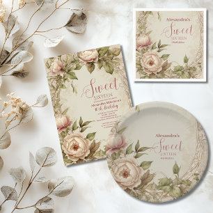 Soft Pastel Floral Watercolor Sweet 16 Paper Plate