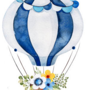 Navy Blue Hot Air Balloon Floral Boy Baby Shower Invitation