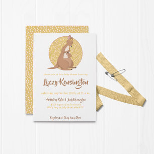 Kangaroo Baby Shower Yellow Advice for Mummy Invitation