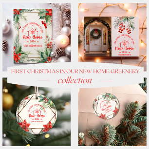 First Christmas In Our New Home Greenery Return Address Label