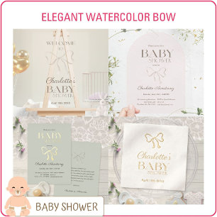 Clean White Elegant Bow Baby Shower
