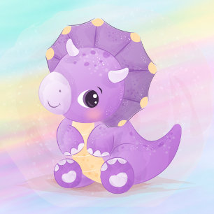 Cute Purple Dinosaur Rainbow Art Baby Shower  Invi Invitation