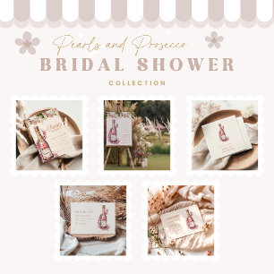 Sparkling Pearls and Prosecco Bridal Shower Thank You Card
